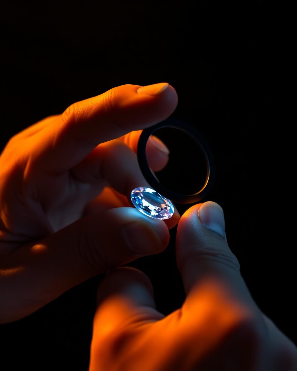 A gemologist examining a stone
